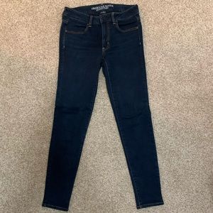 AEO dark wash jeggings.
